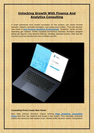 Unlocking Growth With Finance And Analytics Consulting