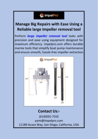 Manage Big Repairs with Ease Using a Reliable large impeller removal tool