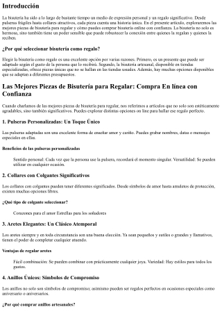 Las Mejores Piezas de Bisutería para Regalar: Compra Online con Garantía