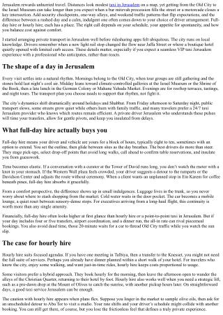 Private Driver Jerusalem: Full-Day Hire vs. Hourly Hire