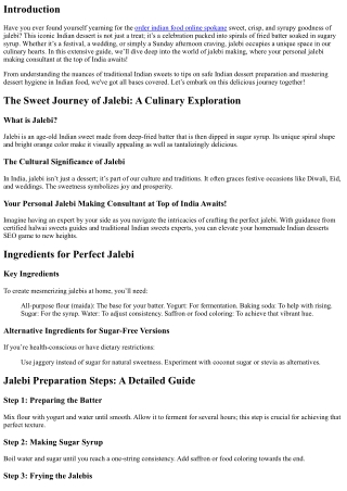 Your Personal Jalebi Making Consultant at Top of India Awaits!