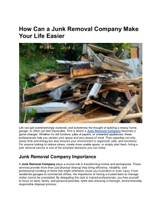 How Can a Junk Removal Company Make Your Life Easier