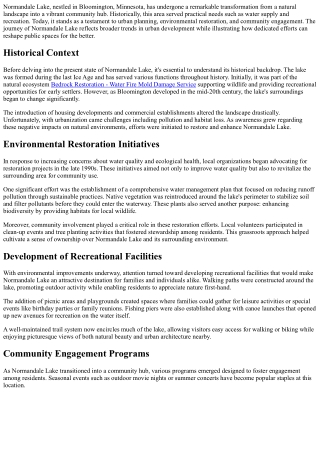 Significant Changes Over Time: How Normandale Lake Evolved into a Community Hub