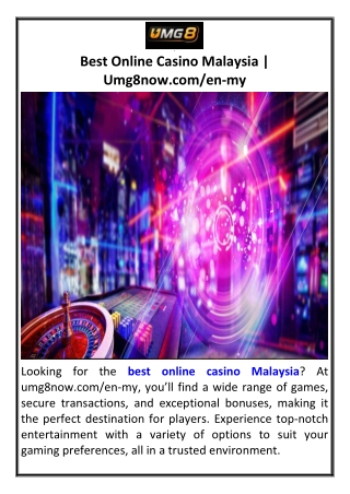 Best Online Casino Malaysia