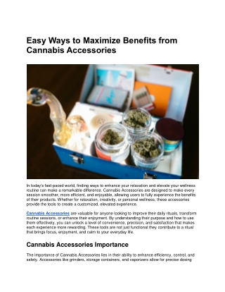 Easy Ways to Maximize Benefits from Cannabis Accessories