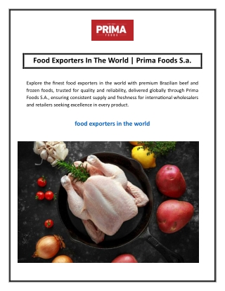 Food Exporters In The World  Prima Foods S.a.