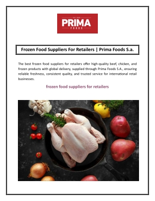 Frozen Food Suppliers For Retailers  Prima Foods S.a.