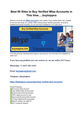Best 99 Sites to Buy Verified Wise Accounts in This time.....buytoppva