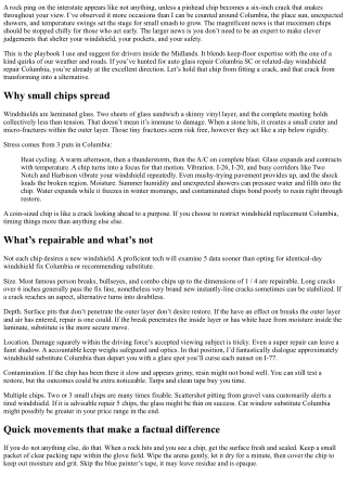 Auto Glass Repair Columbia SC: Preventing Small Chips from Spreading