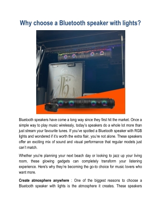 Why choose a Bluetooth speaker with lights