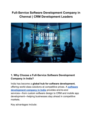 Full-Service Software Development Company in Chennai