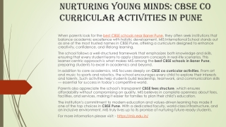Nurturing Young Minds: CBSE Co Curricular Activities in Pune