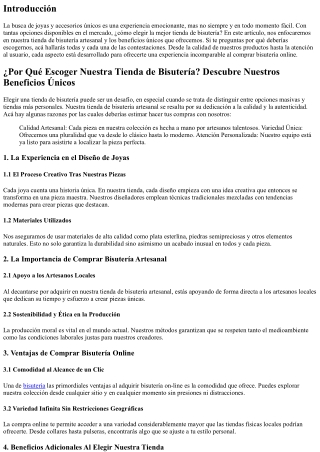 ¿Por Qué Escoger Nuestra Tienda de Bisutería? Conoce Nuestros Beneficios Únicos