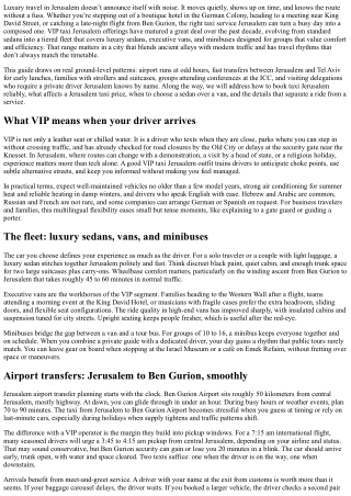 VIP Taxi Jerusalem: Luxury Sedans, Vans, and Minibuses