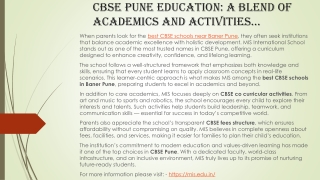 CBSE Pune Education: A Blend of Academics and Activities