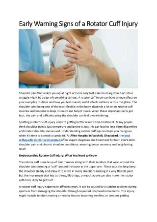 Early Warning Signs of a Rotator Cuff Injury