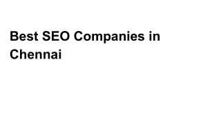 Best SEO Companies in Chennai