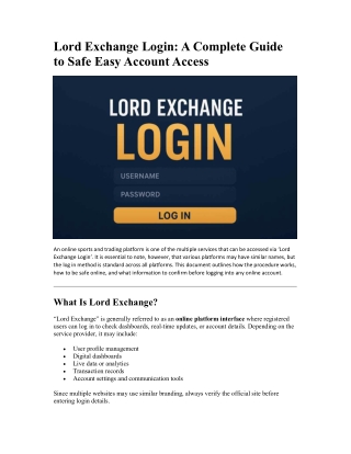 lord exchange login