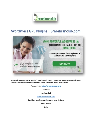 WordPress GPL Plugins | Srmehranclub.com