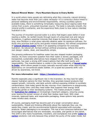 Natural Mineral Water – Pure Mountain Source in Every Bottle