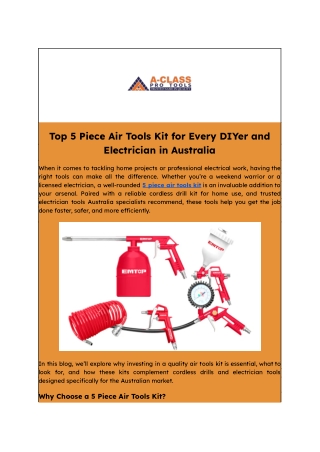 Top 5 Piece Air Tools Kit for Every DIYer and Electrician in Australia