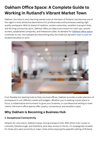 Oakham Office Space A Complete Guide to Working in Rutland’s Vibrant Market Town
