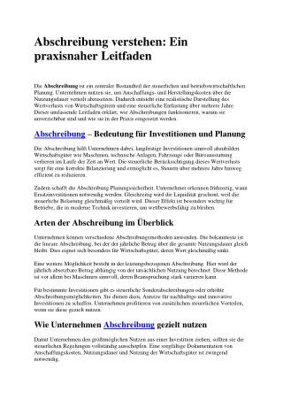 Abschreibung verstehen