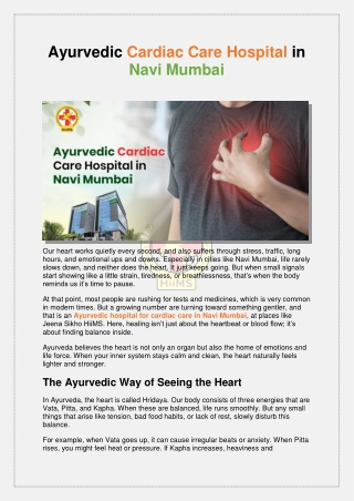 Ayurvedic Cardiac Care Hospital in Navi Mumbai