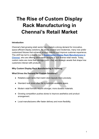 The Rise of Custom Display Rack Manufacturing in Chennai’s Retail Market