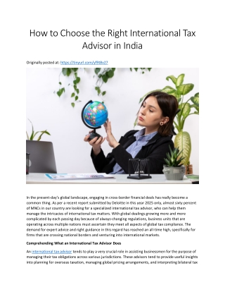 How to Choose the Right International Tax Advisor in India: Complete Guide