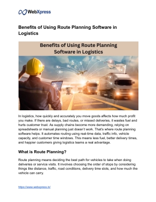 Benefits of Using Route Planning Software in Logistics