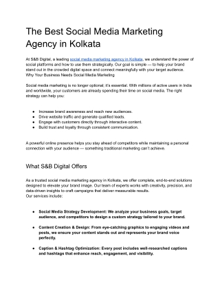 The Best Social Media Marketing Agency in Kolkata