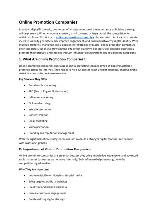Online Promotion Companies