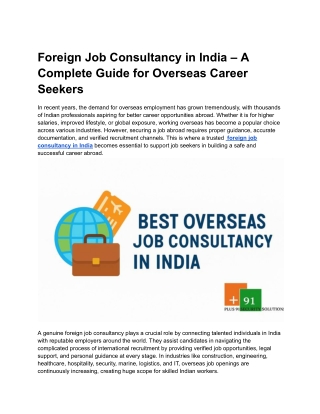 Foreign Job Consultancy in India – A Complete Guide for Overseas Career Seekers