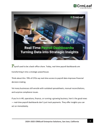 Real-Time Payroll Dashboards Turning Data into Strategic Insights