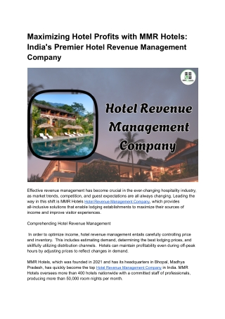 Hotel Revenue Management Company
