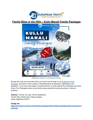 Kullu manali family packages