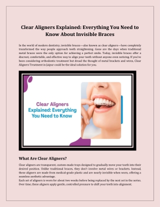 Clear Aligners Explained_ Everything You Need to Know About Invisible Braces