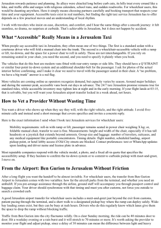 Taxi in Jerusalem: Accessibility Options for Wheelchair Users