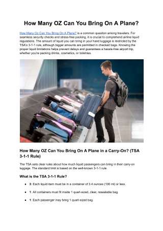 How Many OZ Can You Bring On A Plane?