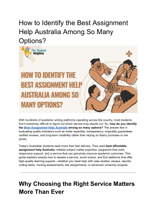 How to Identify the Best Assignment Help Australia Among So Many Options