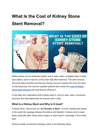 What Is the Cost of Kidney Stone Stent Removal_