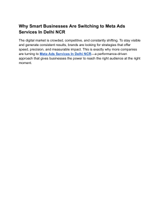 Why Smart Businesses Are Switching to Meta Ads Services In Delhi NCR