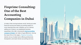 Finprime Consulting One of the Best Accounting Companies in Dubai