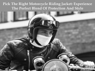 Choose the Perfect Motorcycle Riding Jacket from Speedwear Ltd