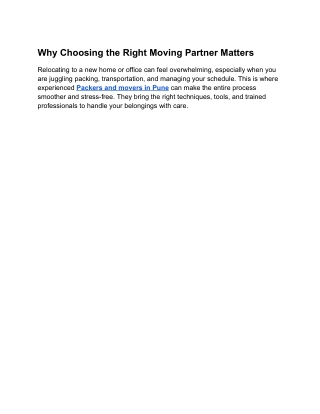 Why Choosing the Right Moving Partner Matters