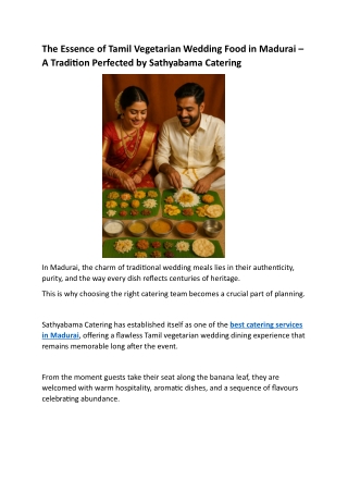 The Essence of Tamil Vegetarian Wedding Food in Madurai – A Tradition Perfected