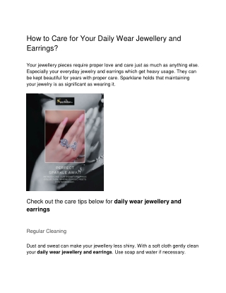 sparklane pdf How to Care for Your Daily Wear Jewellery and Earrings