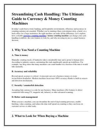 Streamlining Cash Handling The Ultimate Guide to Currency & Money Counting Machines
