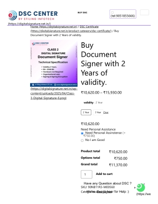 Buy Document Signer with 2 Years of validity.